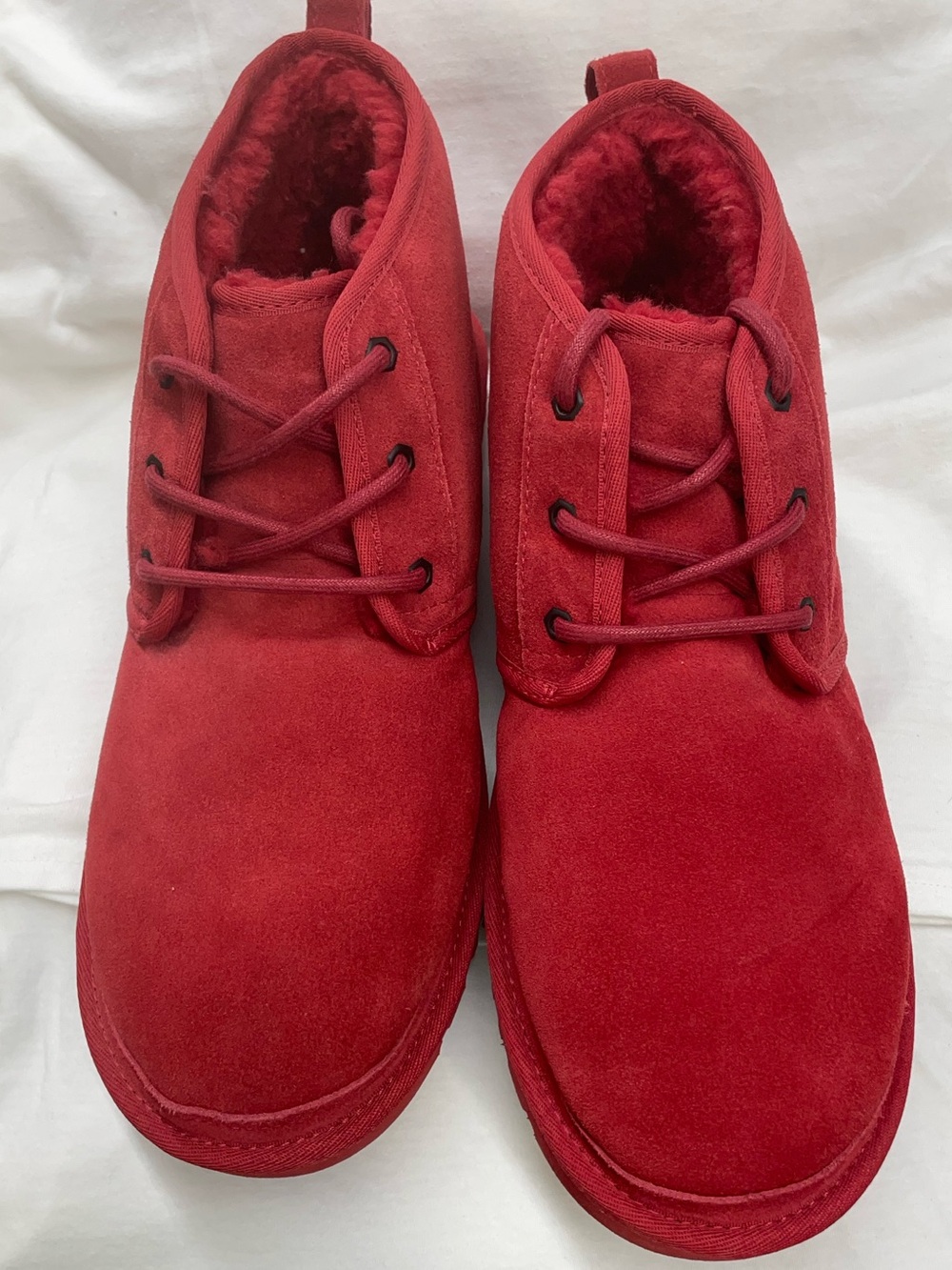 UGG Red Suede Short fully fur lined Boot sz 12